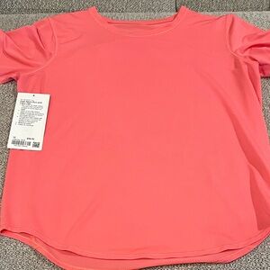 Lululemon High Neck Run and Train Tee Raspberry Cream, size 10.